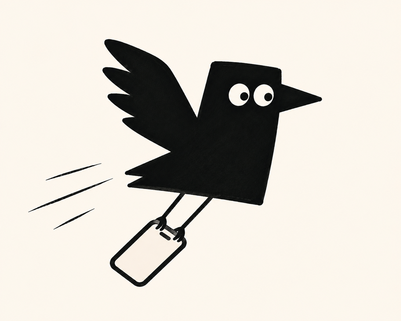 Corvus flying off with a phone clutched in its talons